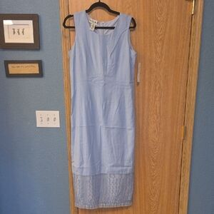 Elegant Sleeveless Blue Midi Dress